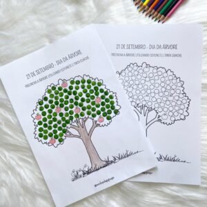 Atividade Dia da Árvore pintura com cotonete