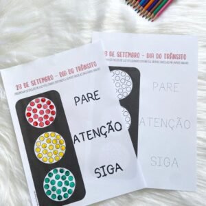 Semáforo do Trânsito - pintura com cotonete