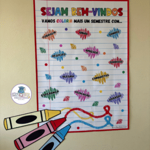 Painel Banner Sejam Bem-Vindos tema giz de cera