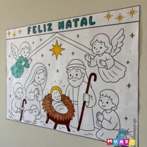 Painel Natal Cristão para colorir
