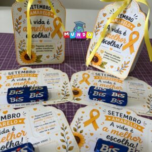 Porta bombom + cartão Setembro Amarelo