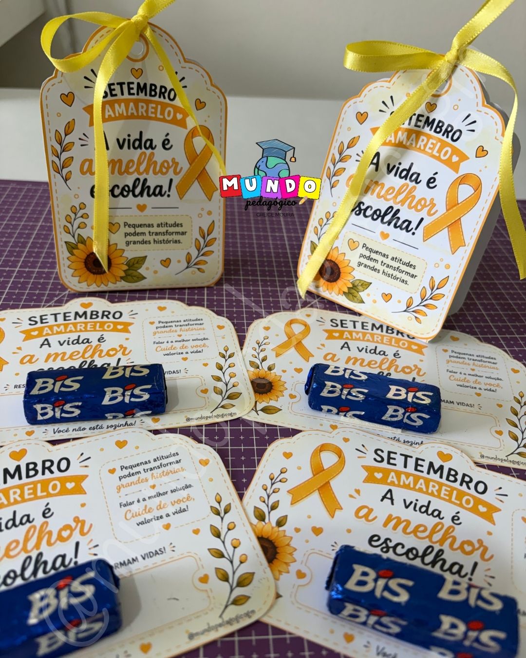 Porta bombom + cartão Setembro Amarelo
