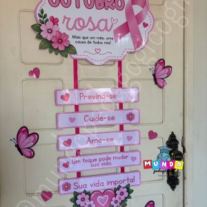 Placa de porta Outubro Rosa